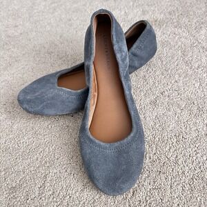 Lucky Brand Flats Women Size 9M Juthro Gray Soft Buck Leather Suede Ballet Flats